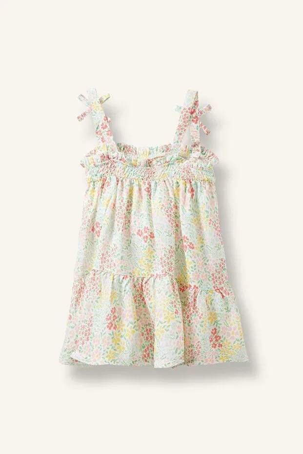 Детское платье для девочек с цветочным принтом Floral strappy white dress baby girl h8454a526hs Defacto, White-Wt47 — фото 3