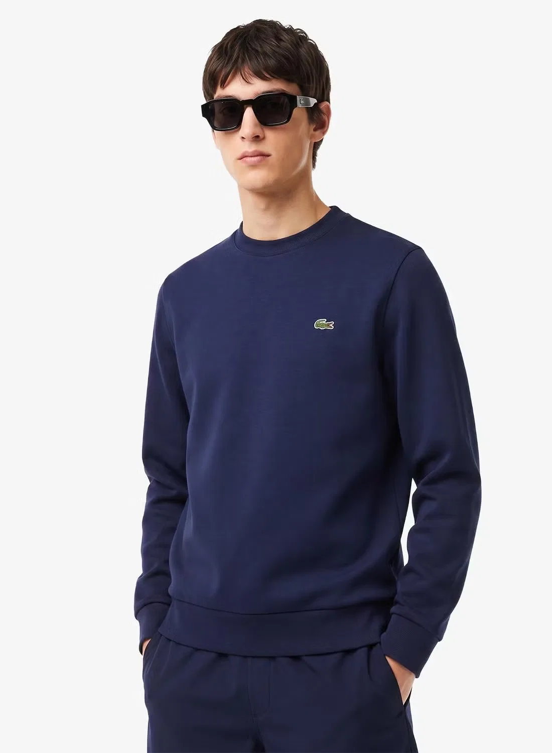 Свитшот с логотипом Lacoste, темно-синий