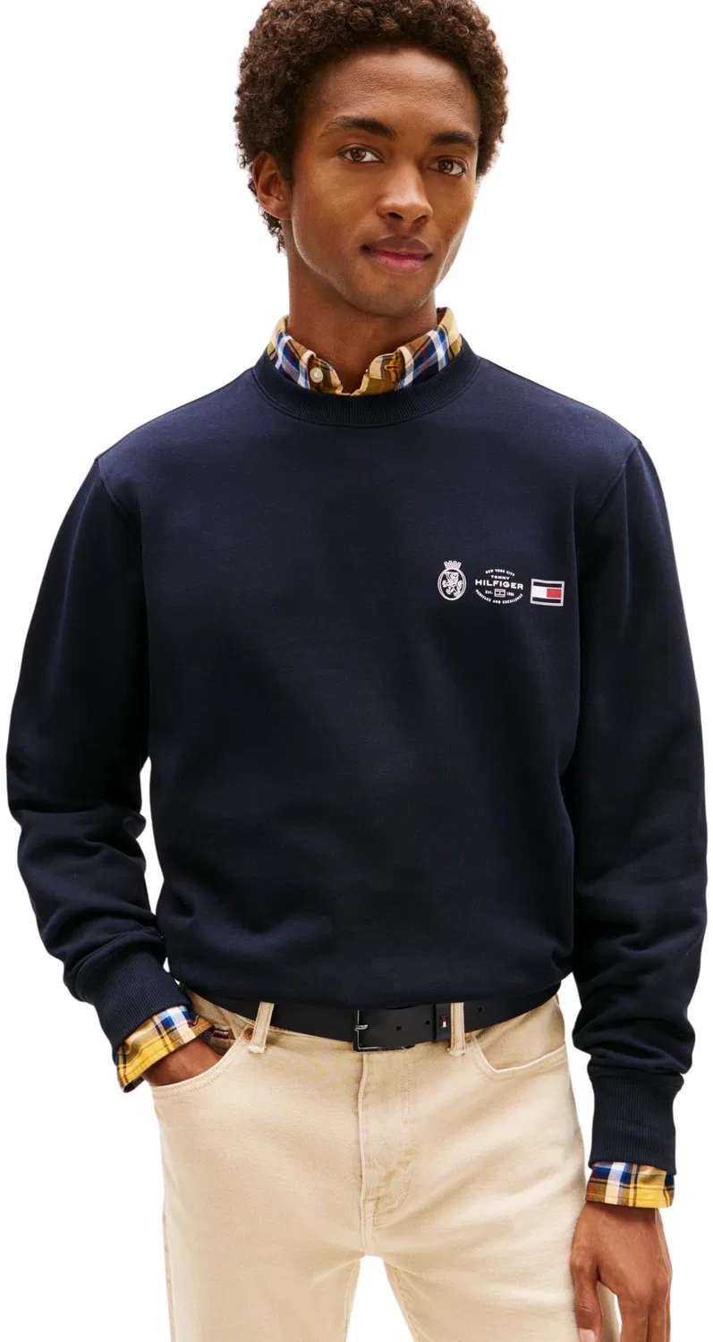 Мужской свитшот с круглым вырезом Small Crest Outline Tommy Hilfiger, Desert Sky