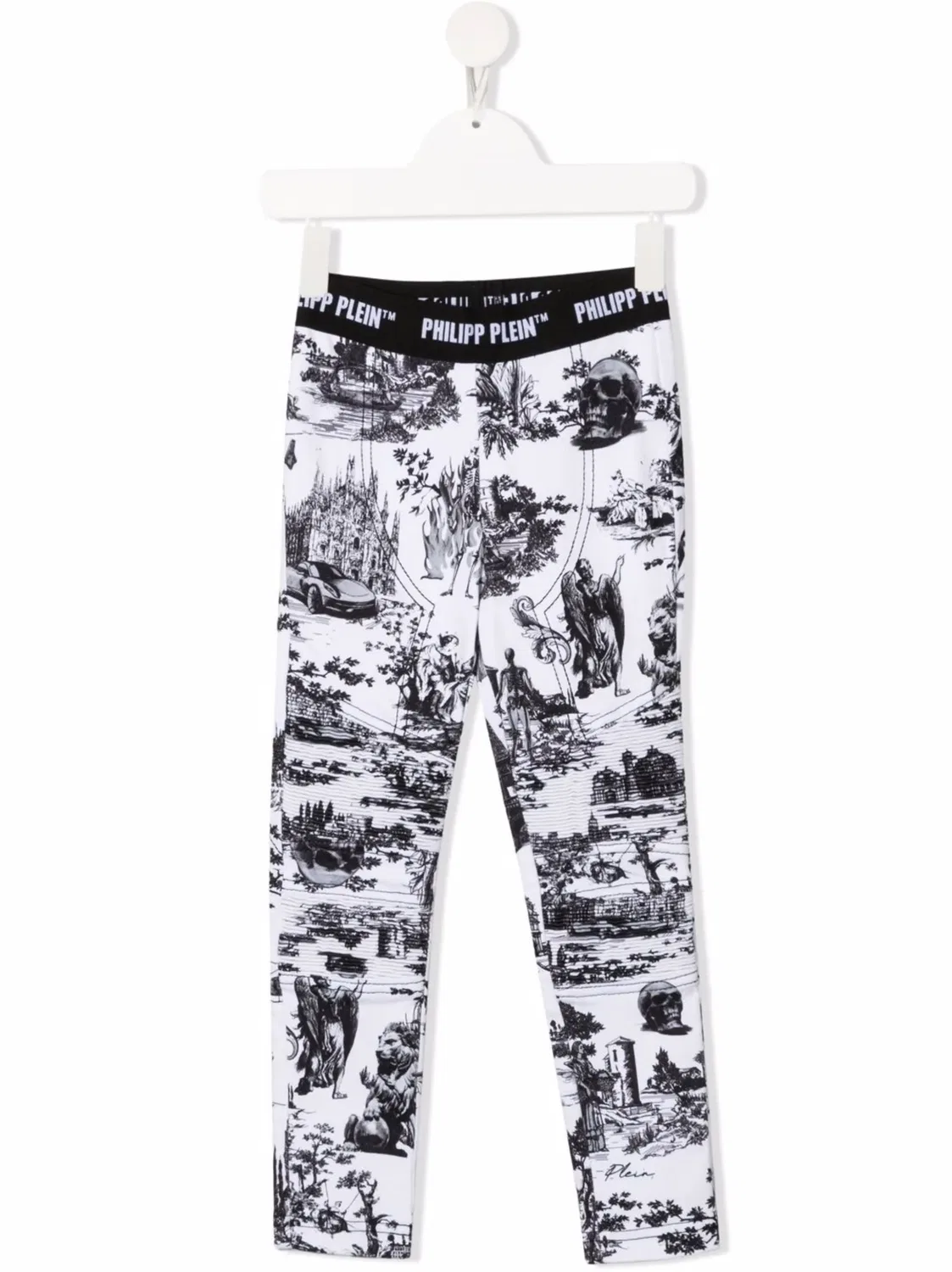 Леггинсы En PLEIN с принтом Philipp Plein, белый