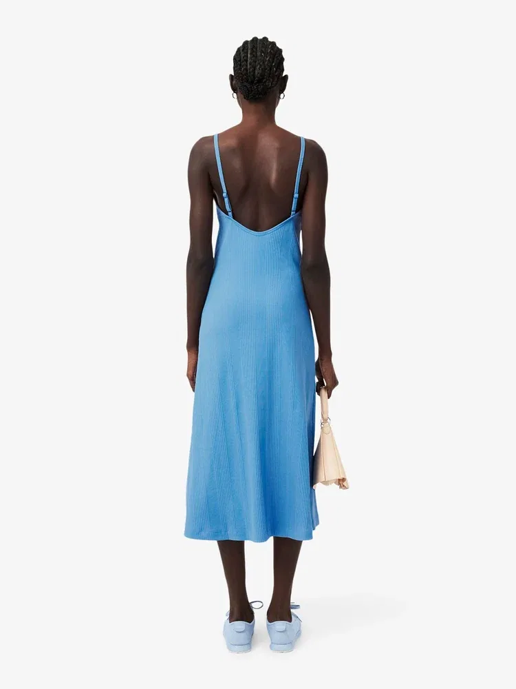 Платье LACOSTE Royal Blue без рукавов, длинное, хлопок с эластаном — фото 3