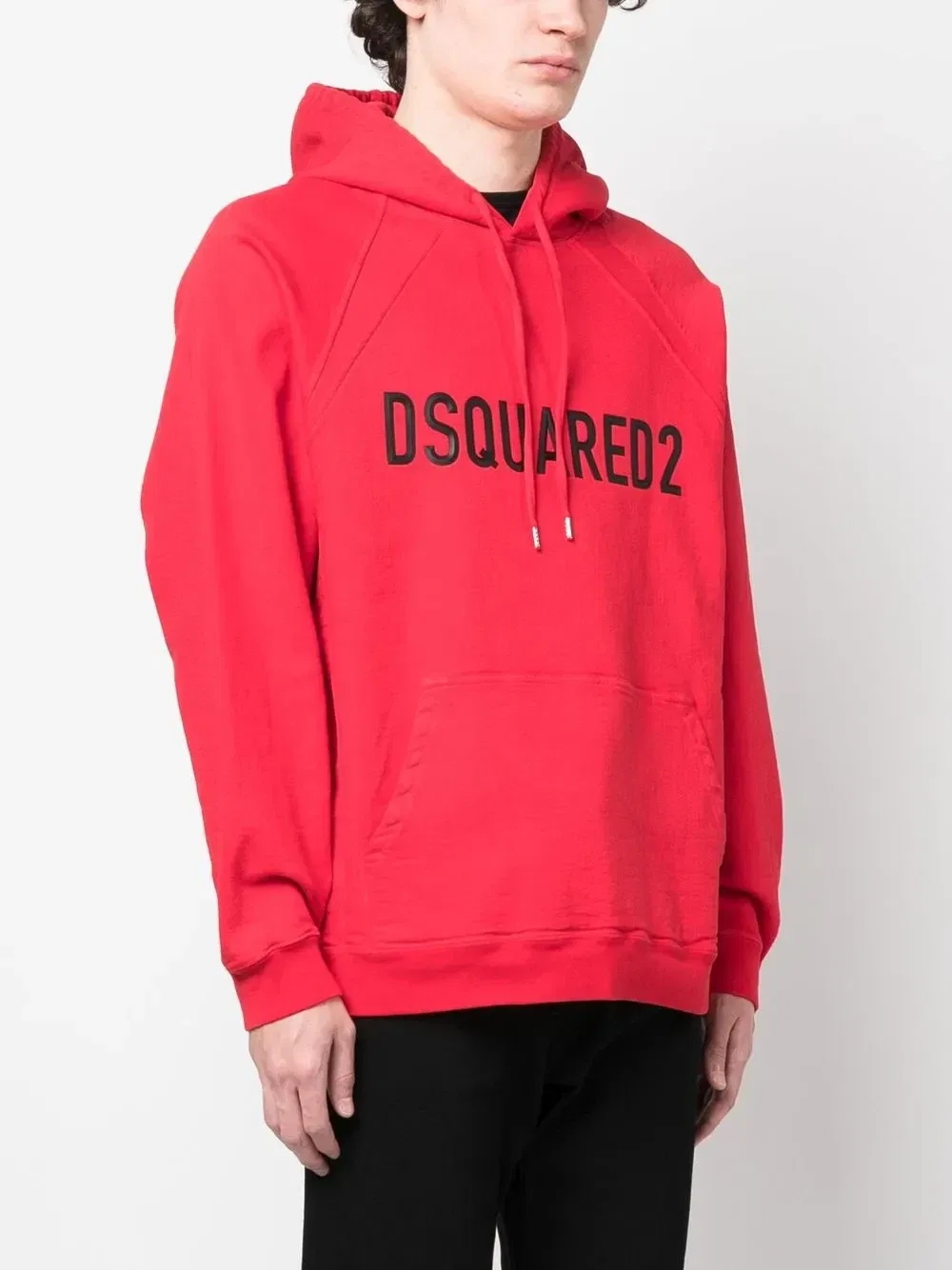 Худи с капюшоном кулиской и выпуклым логотипом Dsquared2, красный — фото 3