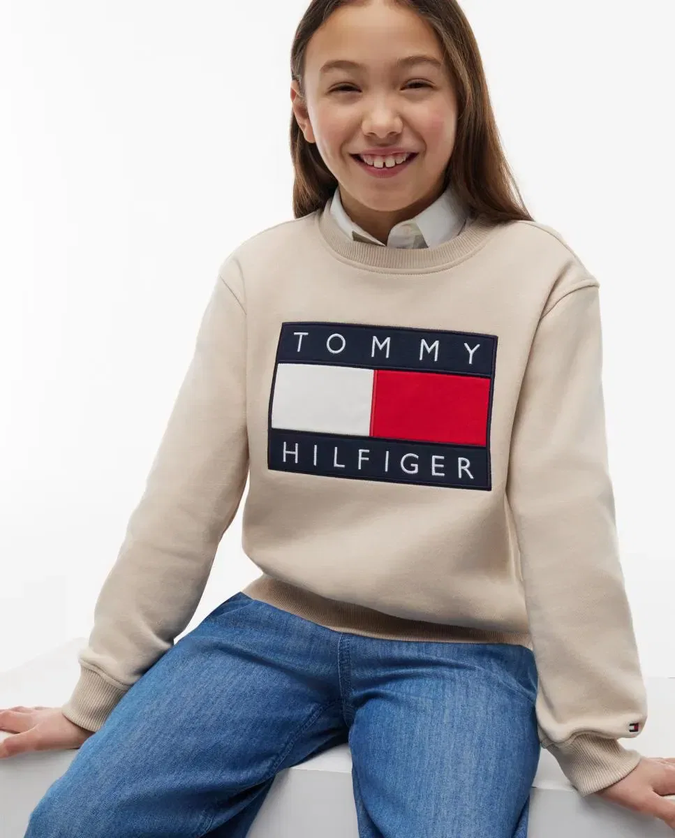 Детская толстовка для мальчиков с логотипом Tommy Hilfiger, Beige — фото 3
