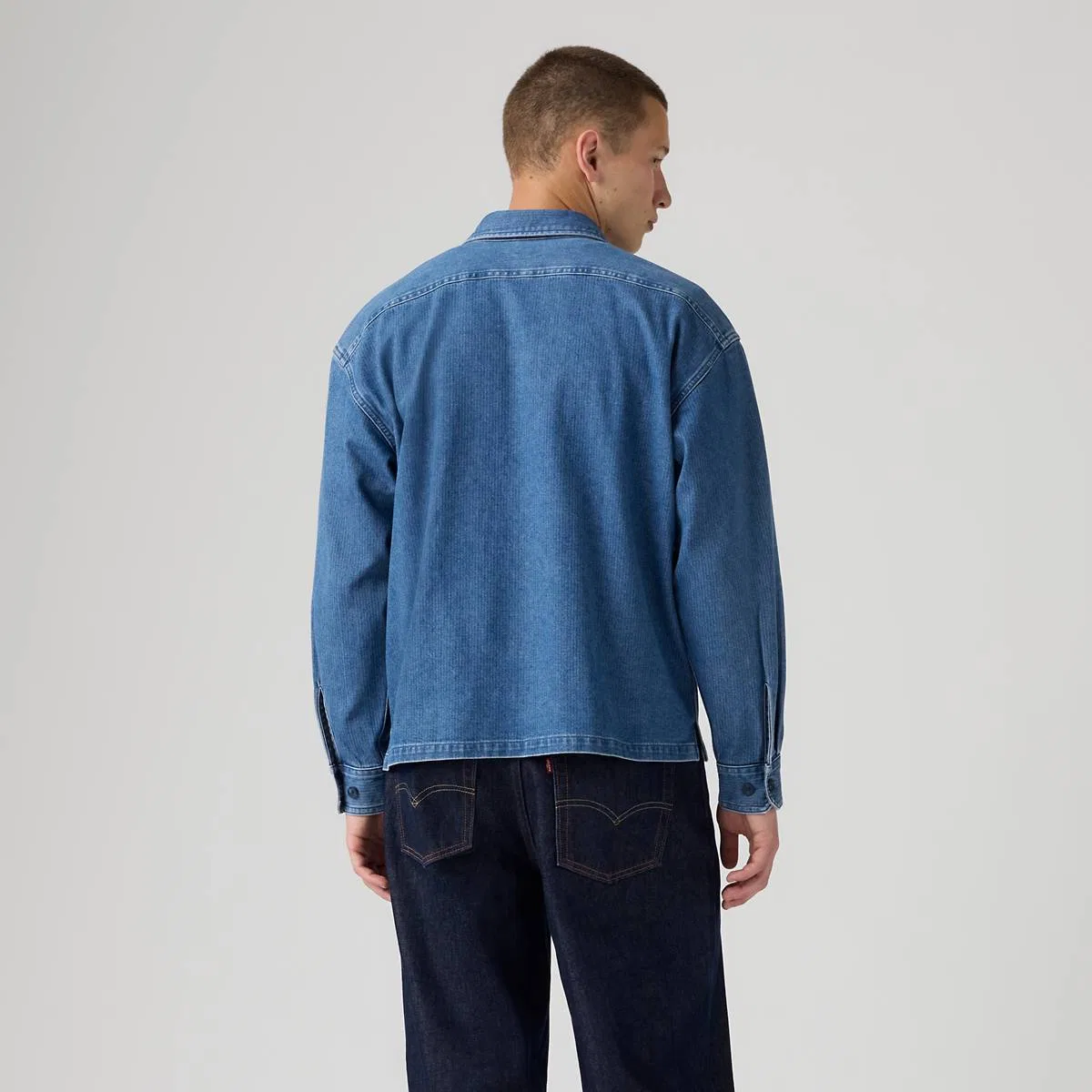 Свободная джинсовая рубашка Waller Levi's, Waller Indigo Herringbone - Medium Wash — фото 4