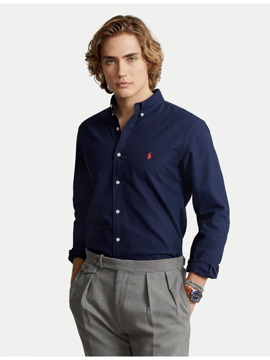 Мужская рубашка приталенного кроя Polo Ralph Lauren, темно-синий