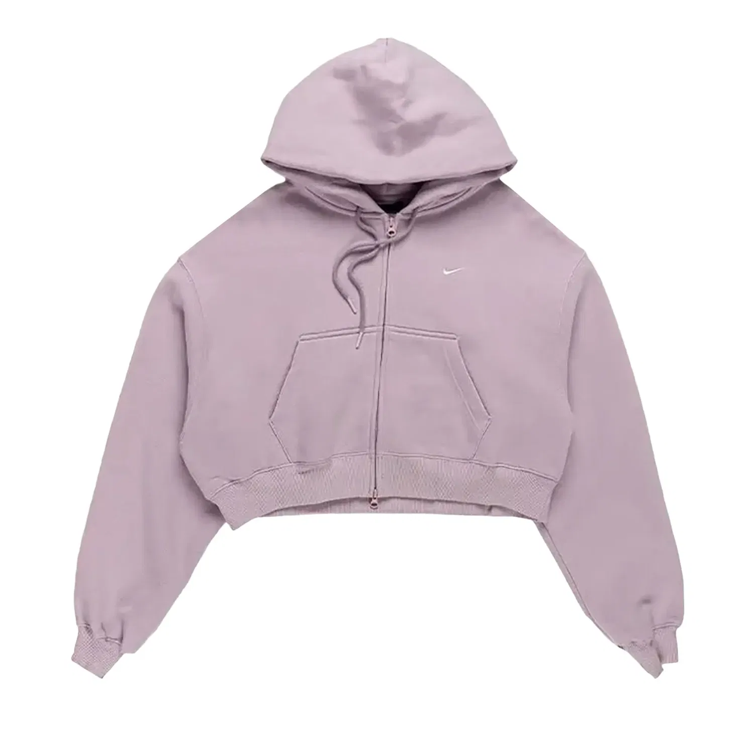 Худи оверсайз на молнии с капюшоном укороченное Nike Studio Fleece, Bleached Lilac/Sail