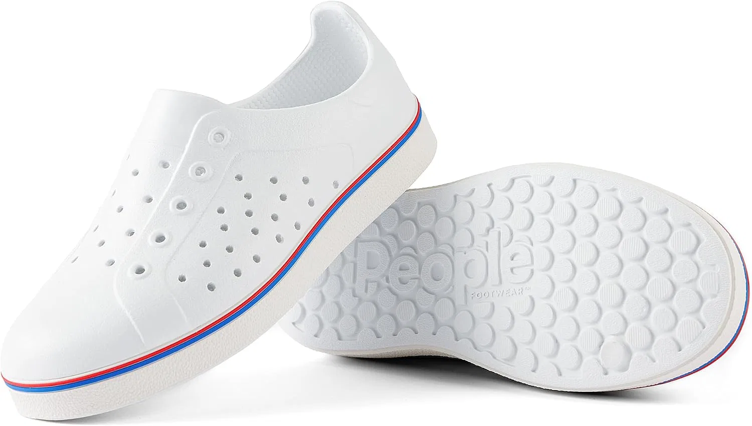 Детские слипоны-лоферы для мальчиков водонепроницаемые People Footwear, Ace Kids Yeti White/Supreme Red/Royal Blue/Picket White