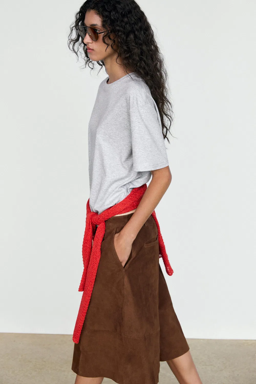 Футболка Massimo Dutti Oversize 100% Cotton Short Sleeve, серый — фото 4