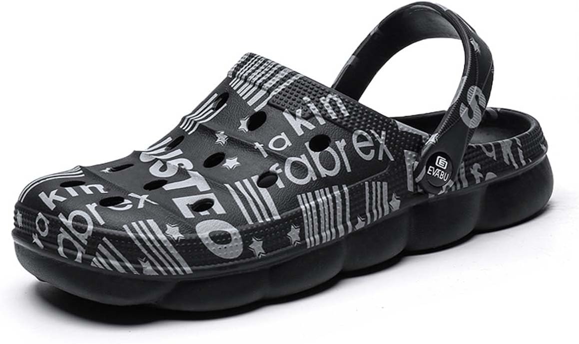 

HYDLONGR Мужские и женские легкие сандалии для сада с плоской подошвой, дышащие, быстросохнущие пляжные шлепанцы, нескользящие сабо и мюли, черный