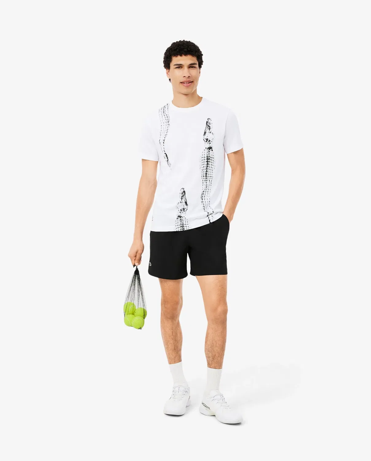 Футболка мужская Lacoste с коротким рукавом, хлопок/полиэстер, Blanco — фото 4