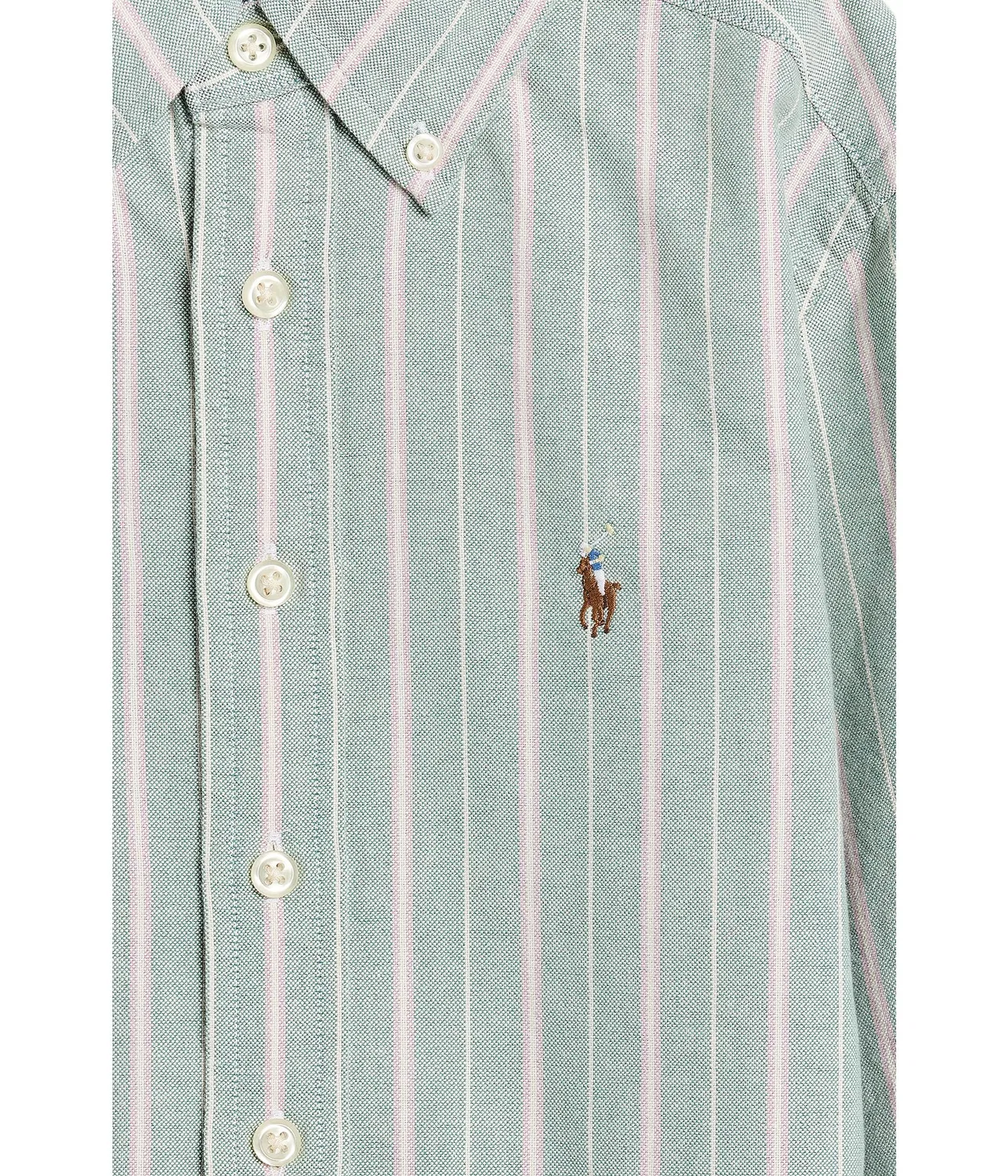 Полосатая хлопковая рубашка Оксфорд (для детей постарше) Polo Ralph Lauren Kids, Forest/Lavender Multicolor — фото 3