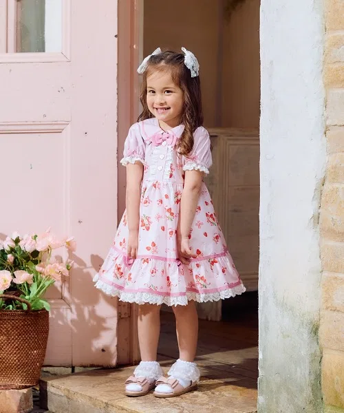 Детское платье с принтом Strawberry Ribbon coeur a coeur, Pink