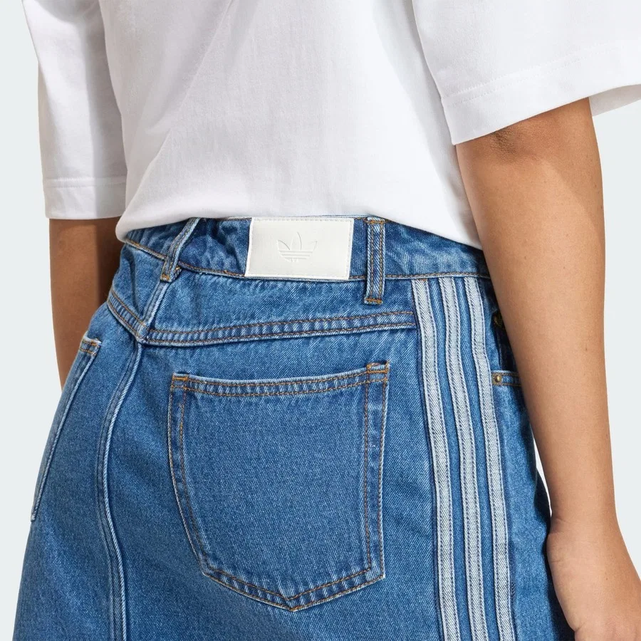 Юбка джинсовая с тремя полосками Originals 3 Stripes Skirt Denim adidas, Синий — фото 4