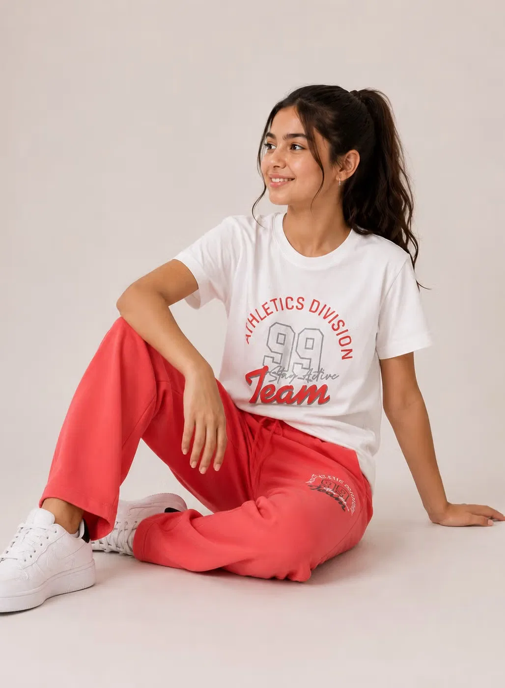 Комплект из 2 предметов с принтом-слоганом, модель Slogan Print Top with Matching Bottom, Victor And Jane, белый — фото 3