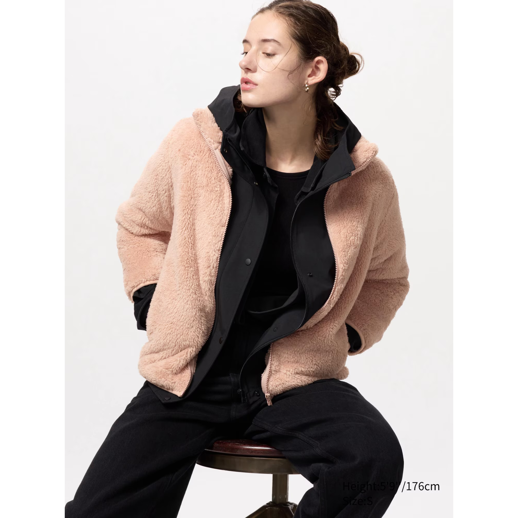 

Пушистая флисовая куртка на молнии Uniqlo, 11 розовый