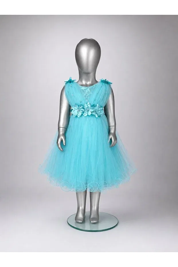 Детское платье для девочек с многослойной юбкой из фатина Jannock, Turquoise — фото 4