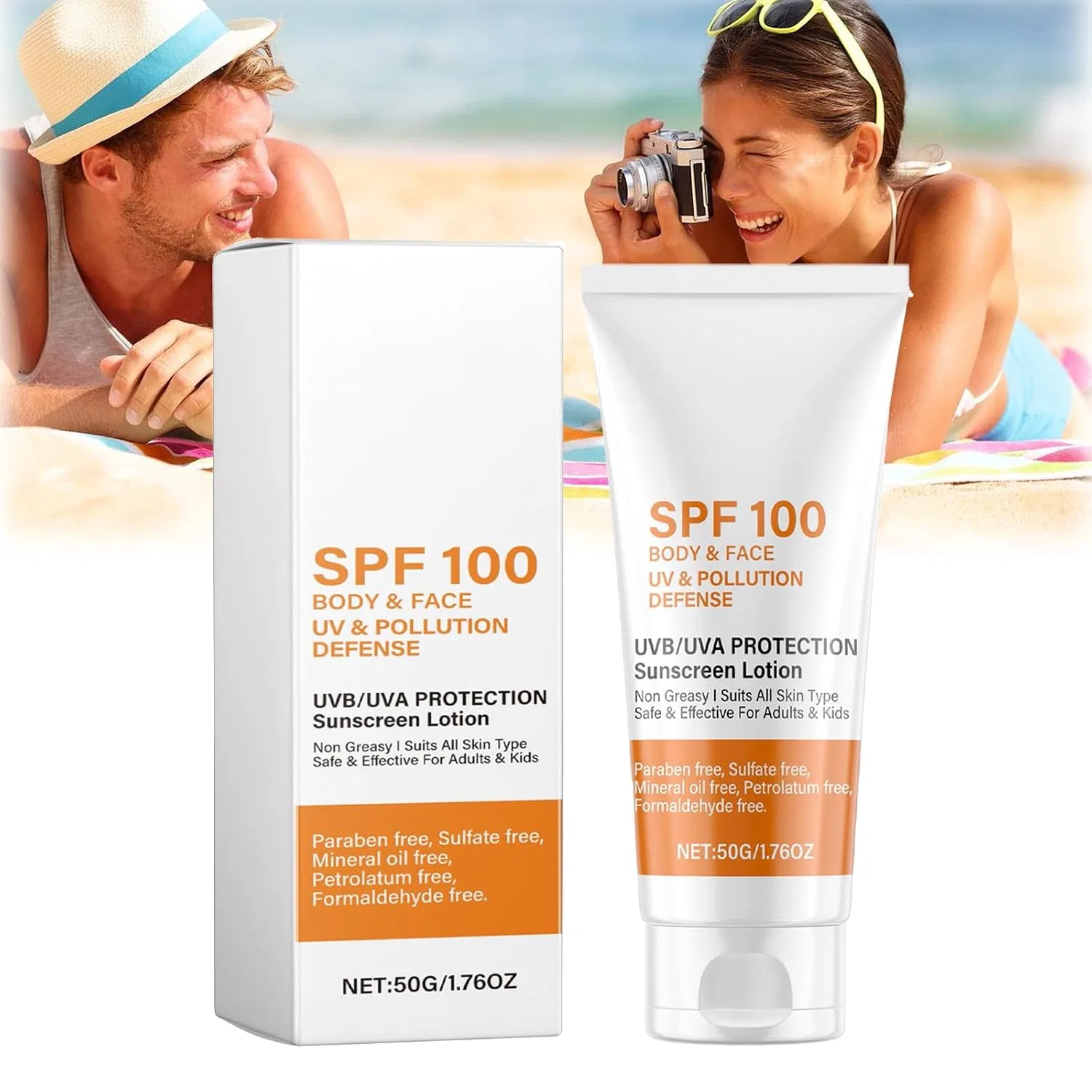 Солнцезащитный крем SPF 100, 50 г, гель, для лица и тела Generisch