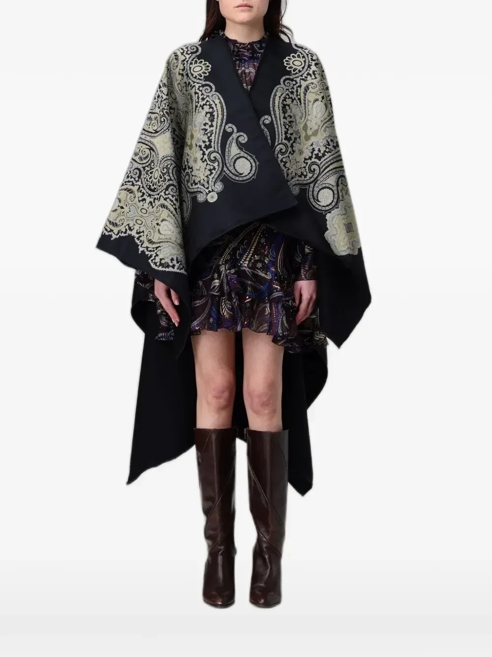 Пальто с принтом пейсли Etro, черный