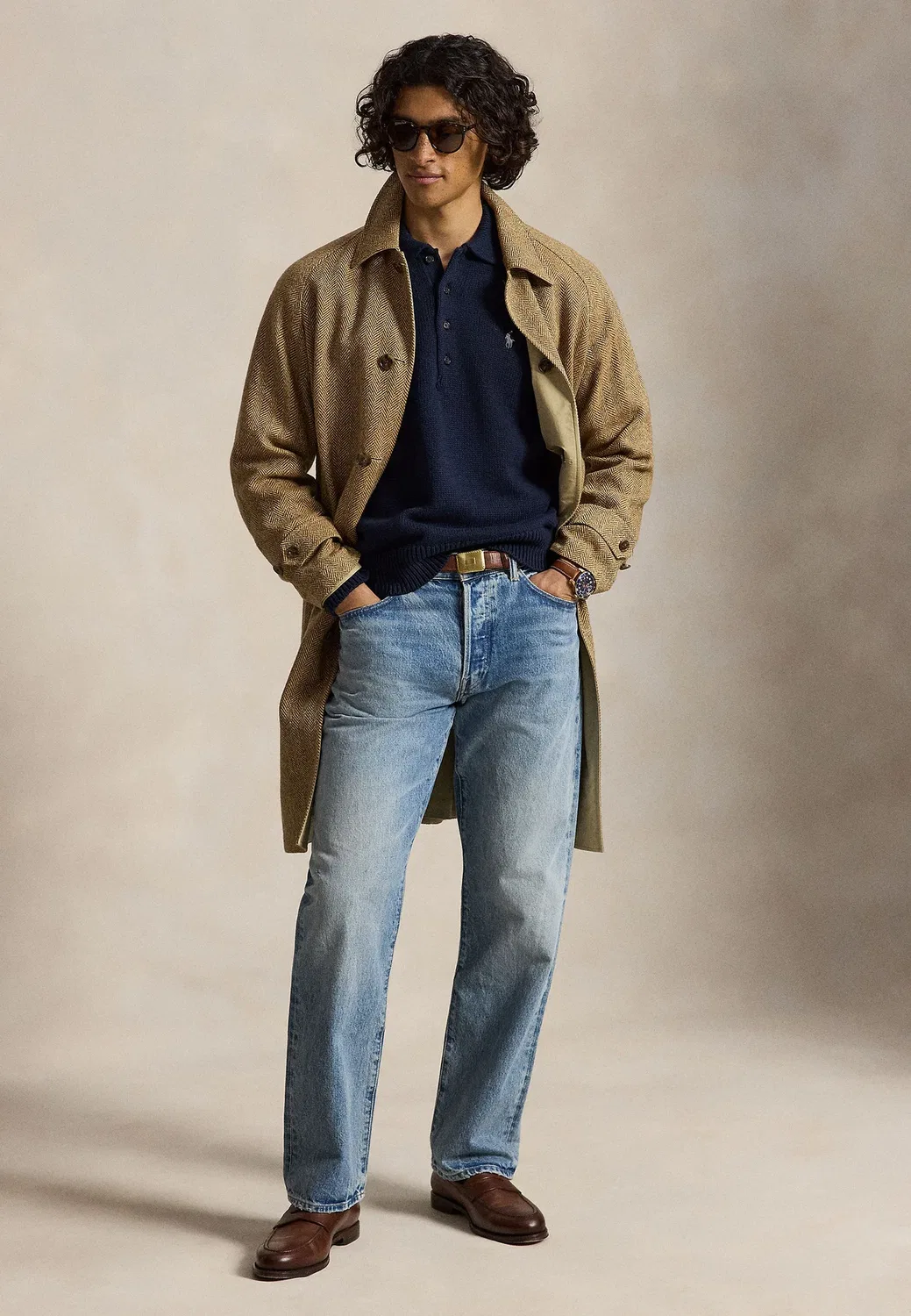 Вязаный хлопковый свитер с воротником-поло Polo Ralph Lauren, Hunter Navy — фото 2