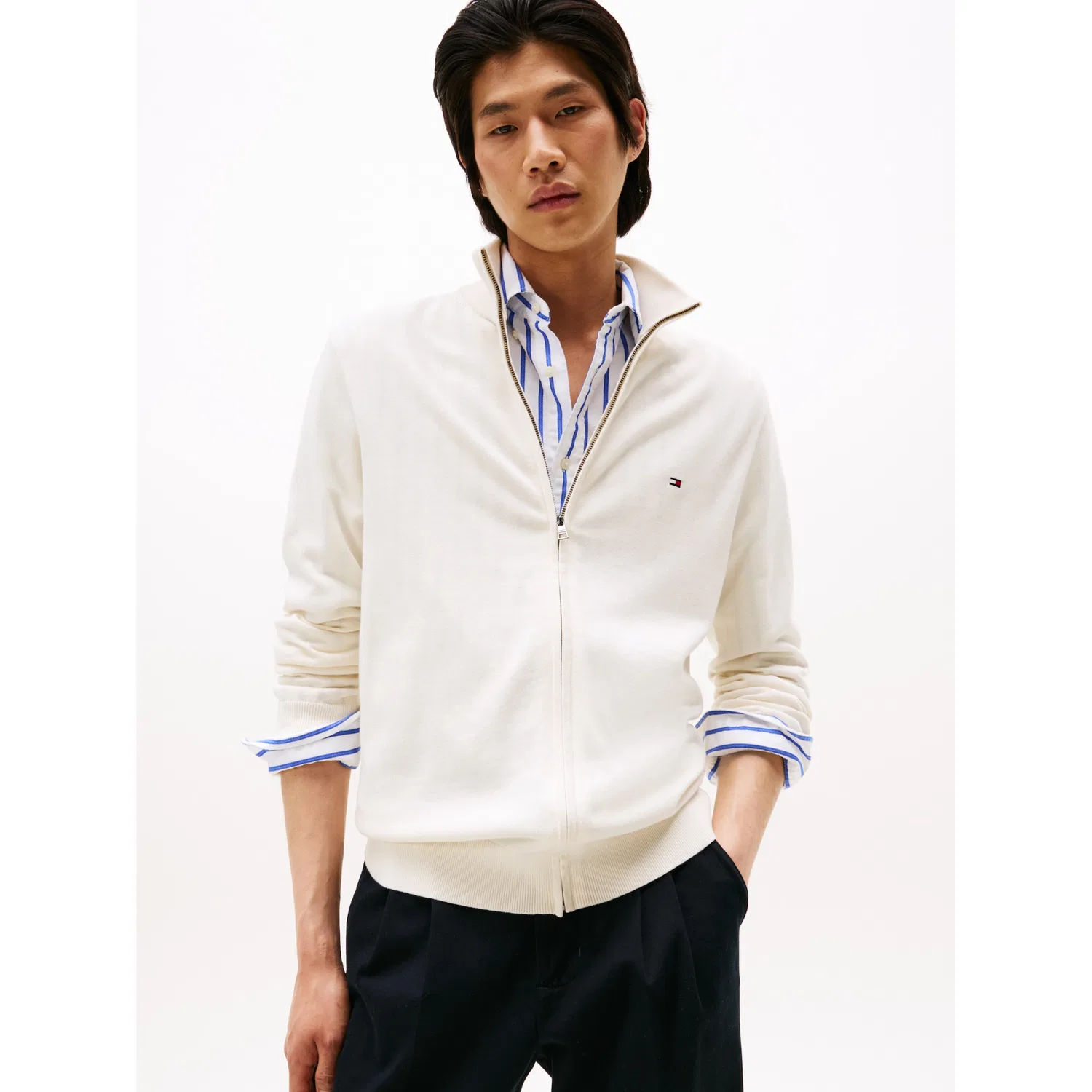 Мужская вязаная кофта с логотипом Tommy Hilfiger, Ivory Petal