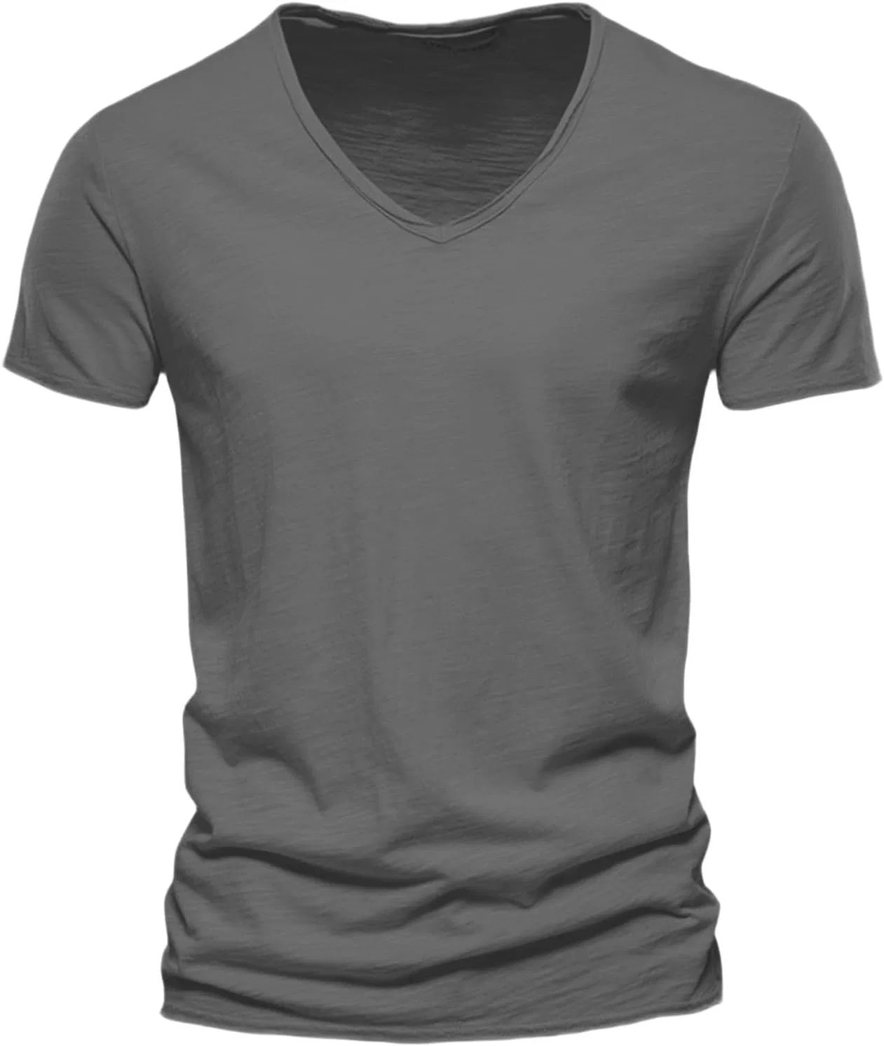 Мужская футболка с V-образным вырезом из хлопкового трикотажа, Dark Gray