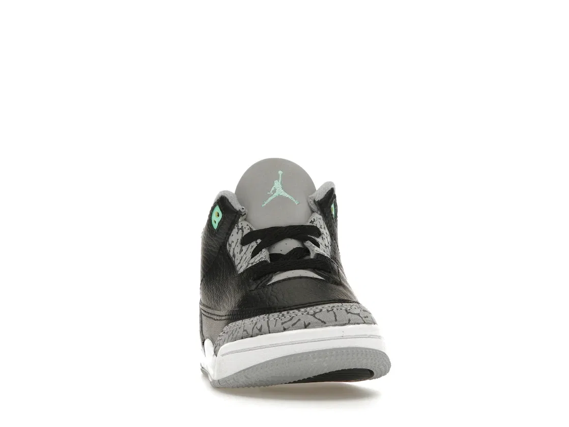 Детские кроссовки Lifestyle с принтом Jordan 3 Retro Jordan, Black/Green Glow/Wolf Grey/White — фото 2