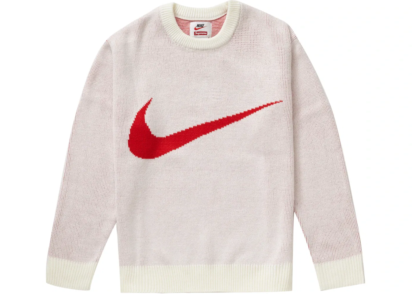 Мужской свитер с принтом Supreme Nike Swoosh Sweater Supreme, White
