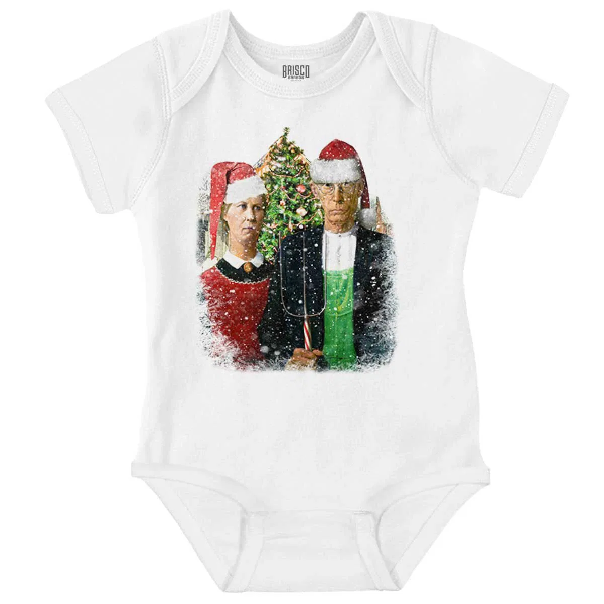 Детское боди с коротким рукавом Christmas Gothic Art Xmas Couple Brisco Brands, White