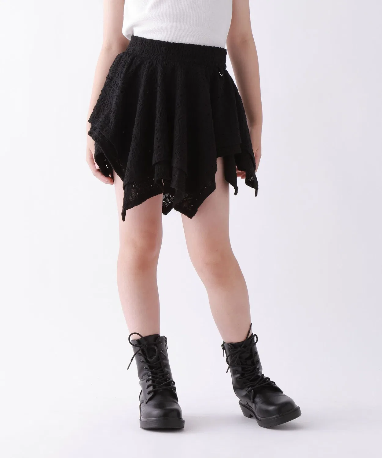 Детская юбка из кружева с асимметричным подолом, Black 10C REPIPI