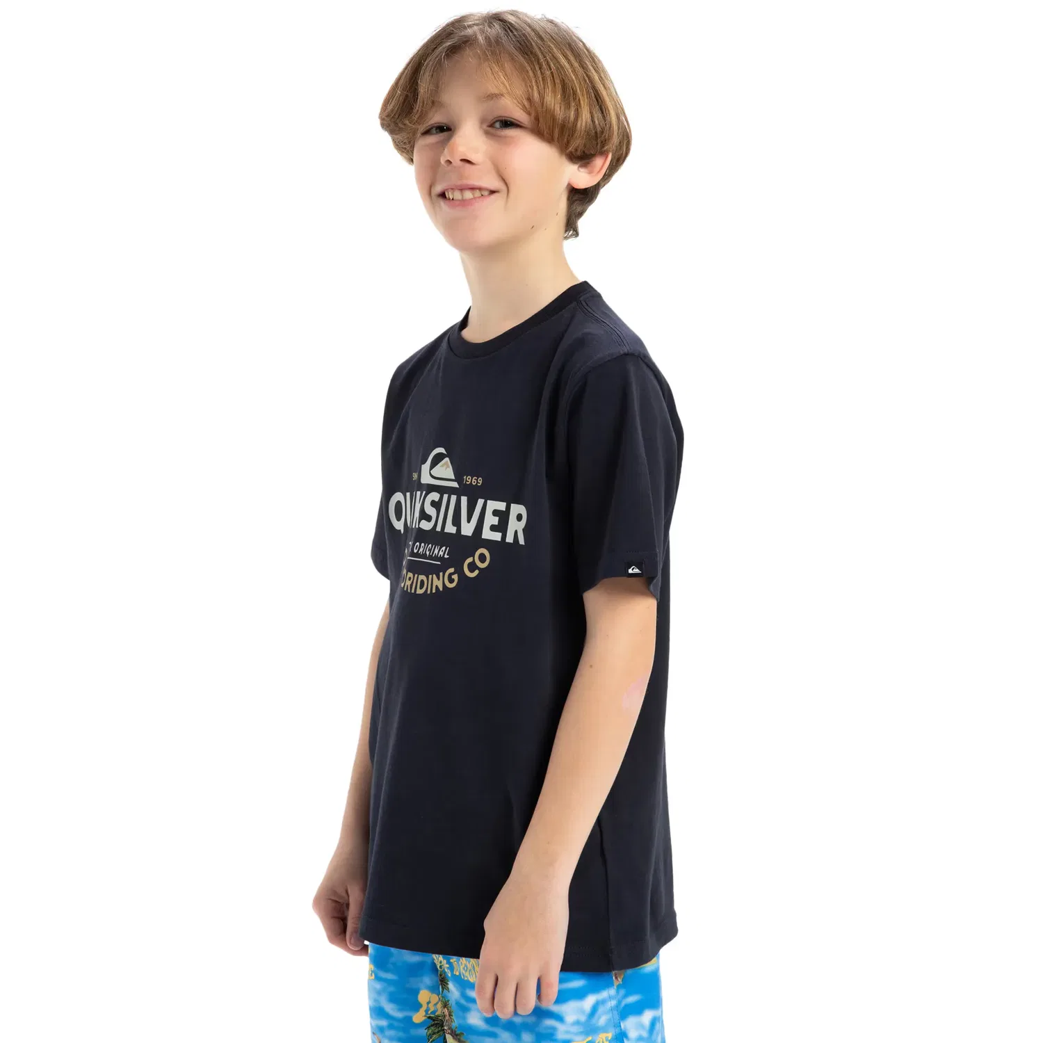 Детская футболка для мальчиков с принтом Ev Typed Out Quiksilver, Azul Marino — фото 3