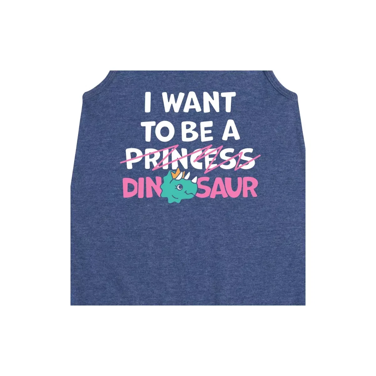 Детское платье-трапеция без рукавов с принтом I Want To Be A Dinosaur -Not Princess Instant Message, Heather Navy — фото 2