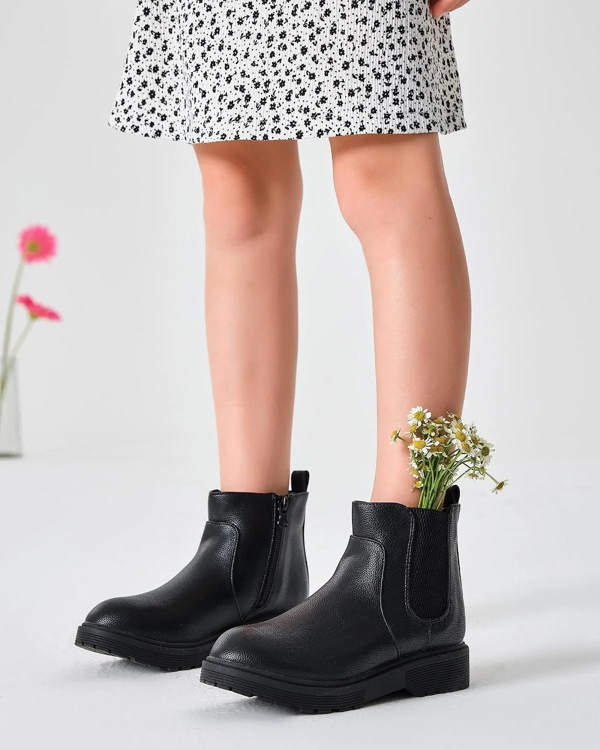 Детские ботинки на тракторной подошве с боковой молнией Coutgo, Cool Black — фото 2