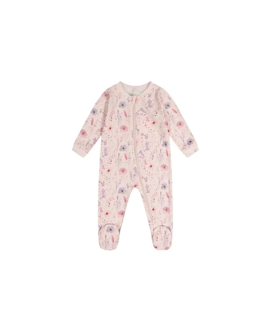 Детский комбинезон-пижама с принтом Deux par Deux, Pink Printed Flowers