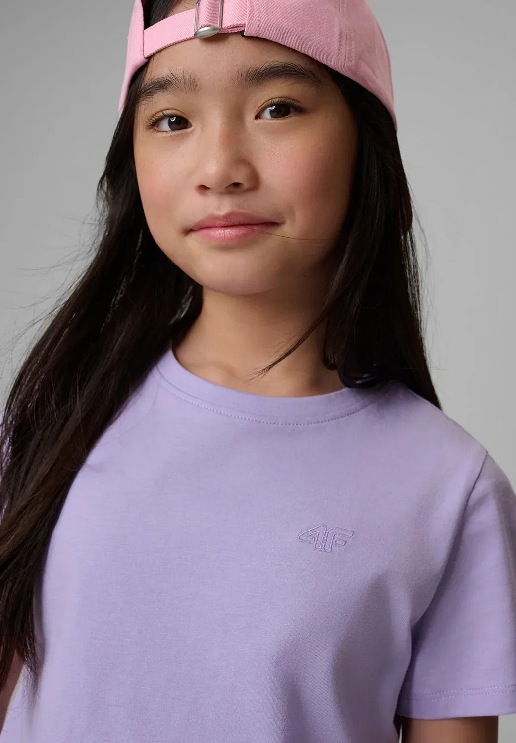 Футболка Regular gładki dziewczęcy - beżowy 140 (9-10 лат) - спортивная футболка 4F, Violet — фото 4