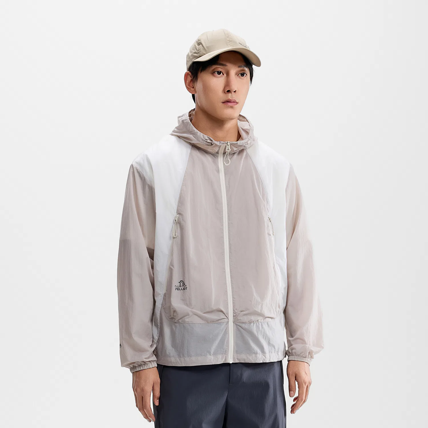 Детская ветровка с защитой от солнца PELLIOT, Pumice Gray+Light Cloud White — фото 3