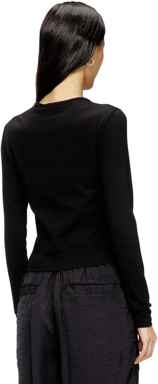 Женская футболка с длинным рукавом с вырезом Oval D Diesel, Black — фото 2