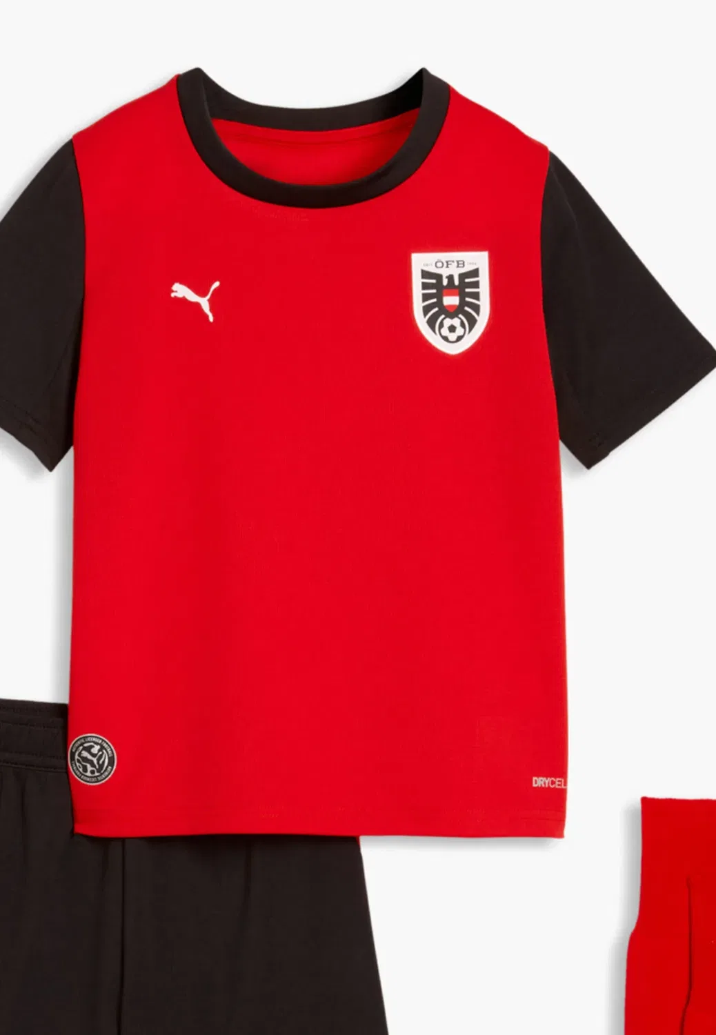 Комплект мини-кит Österreich 2026 heimtrikot - спортивная футболка Puma, Red- Black — фото 3
