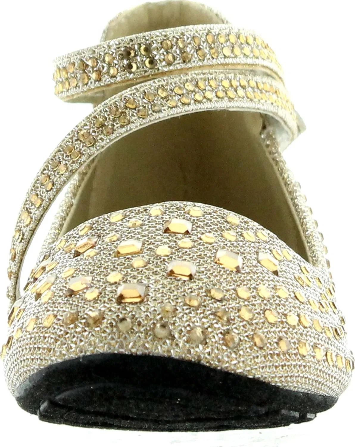 Детские балетки для девочек со стразами Link Kd-01Km Gold, Gold — фото 3