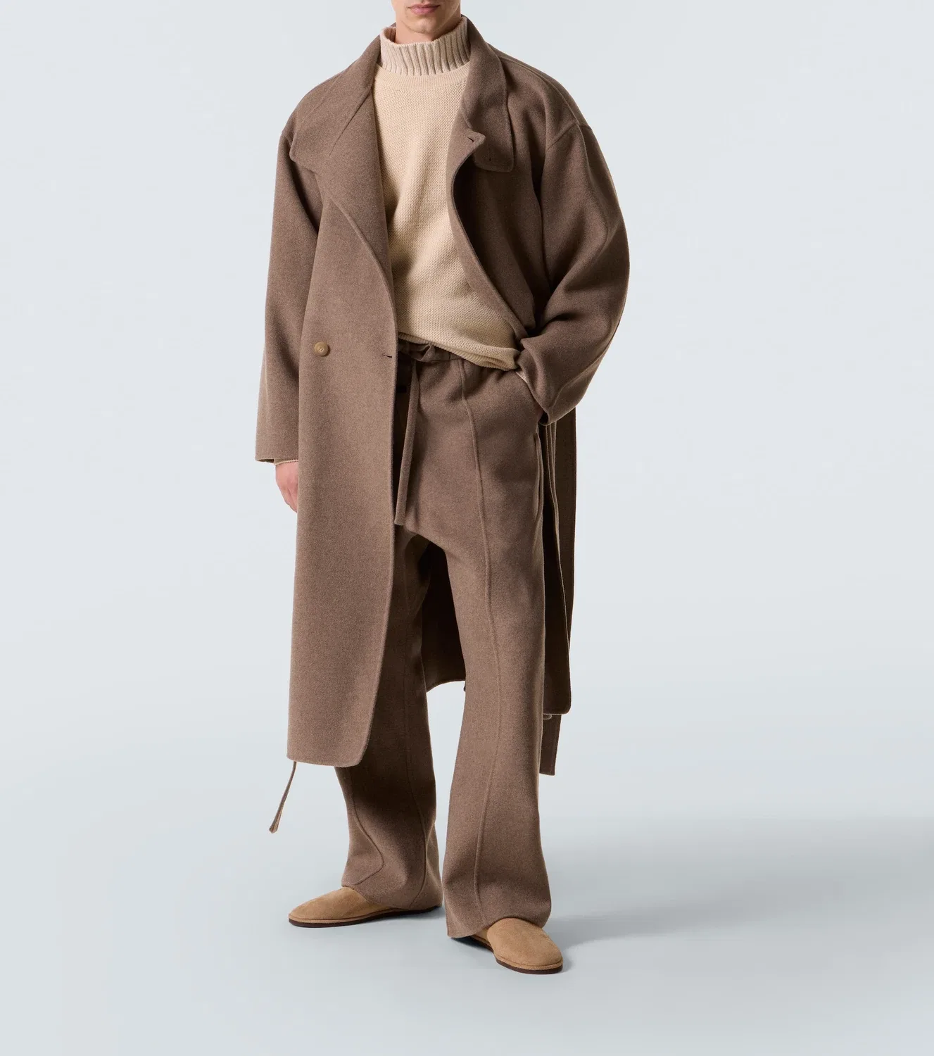 Прямые брюки из шерсти и кашемира Fear Of God, коричневый — фото 2