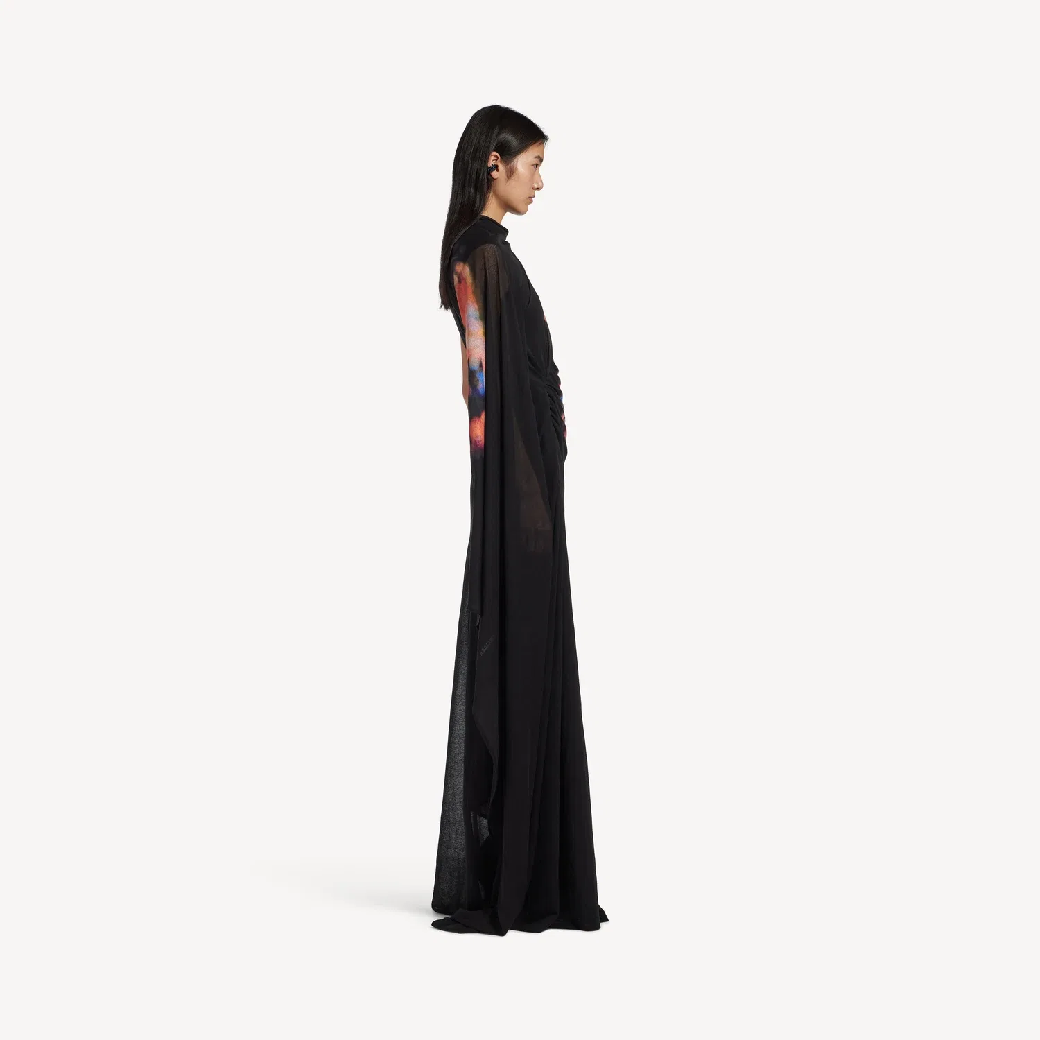 Женское платье-кейп Balenciaga из витражного стекла в черном цвете., черный — фото 3