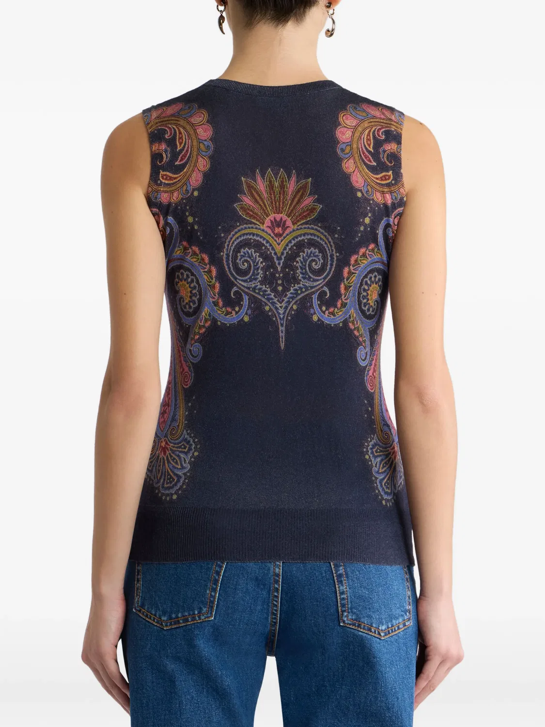 ETRO Безрукавный топ шелк-кашемир, синий — фото 2