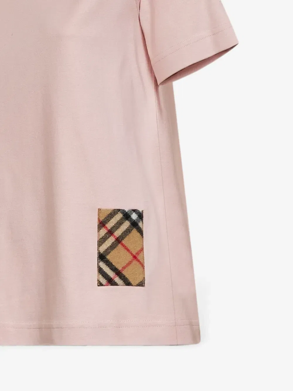 Футболка из кашемира в клетку с нашивками BURBERRY, розовый — фото 3