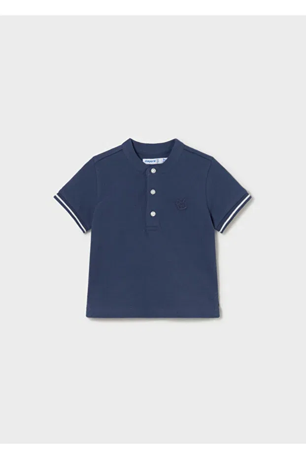 Детское для мальчиков хлопковое футболка с мандариновым воротником Mayoral, Navy Blue