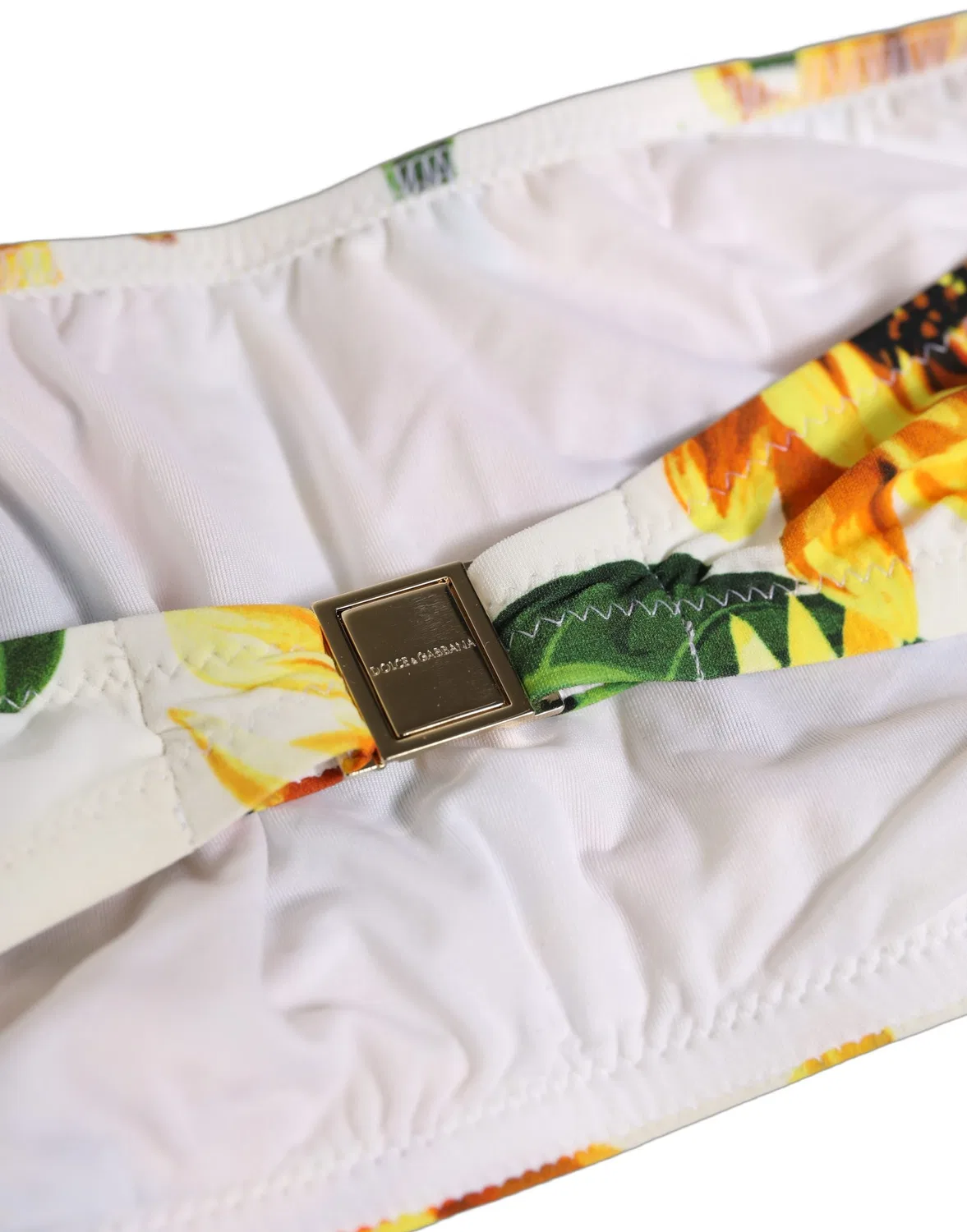 Женский бандо-топ бикини с принтом подсолнухов Bandeau Bikini Top Dolce & Gabbana, White — фото 3