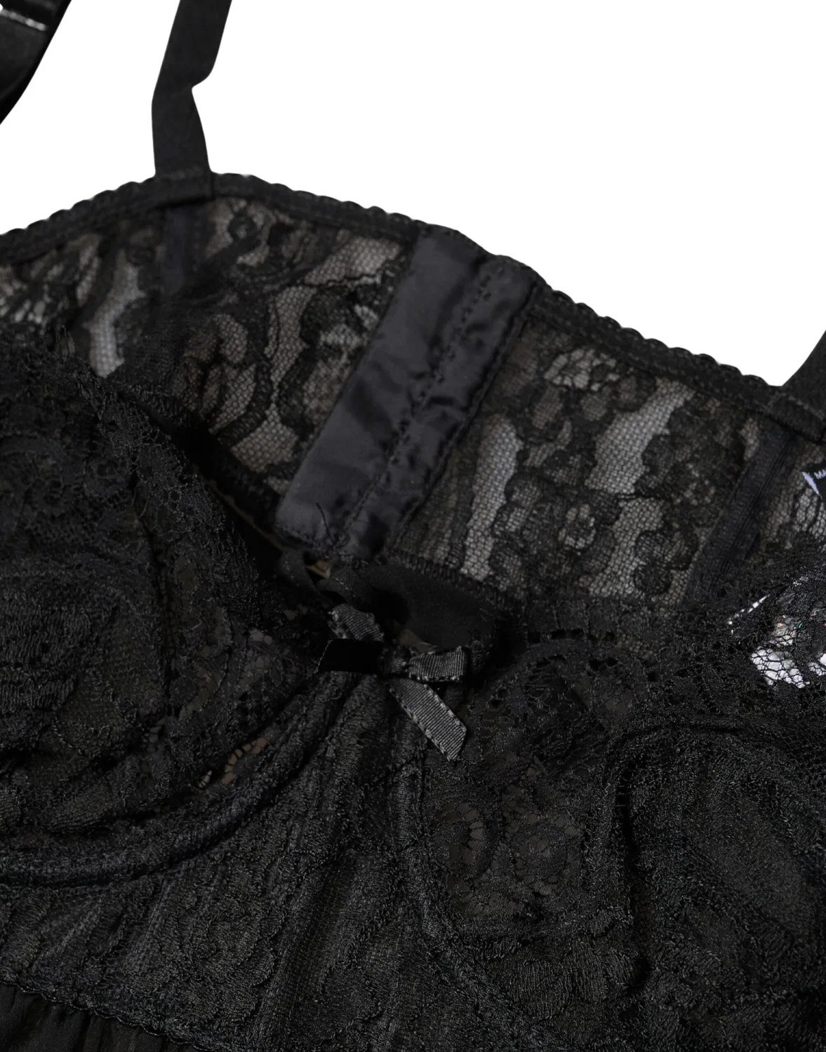 Женский топ-борцовка на бретелях из кружева с цветочным узором Lingerie Top Dolce & Gabbana, Black — фото 3