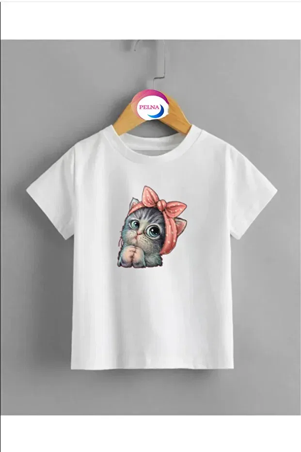Детская футболка с принтом Pelna, White Kitty