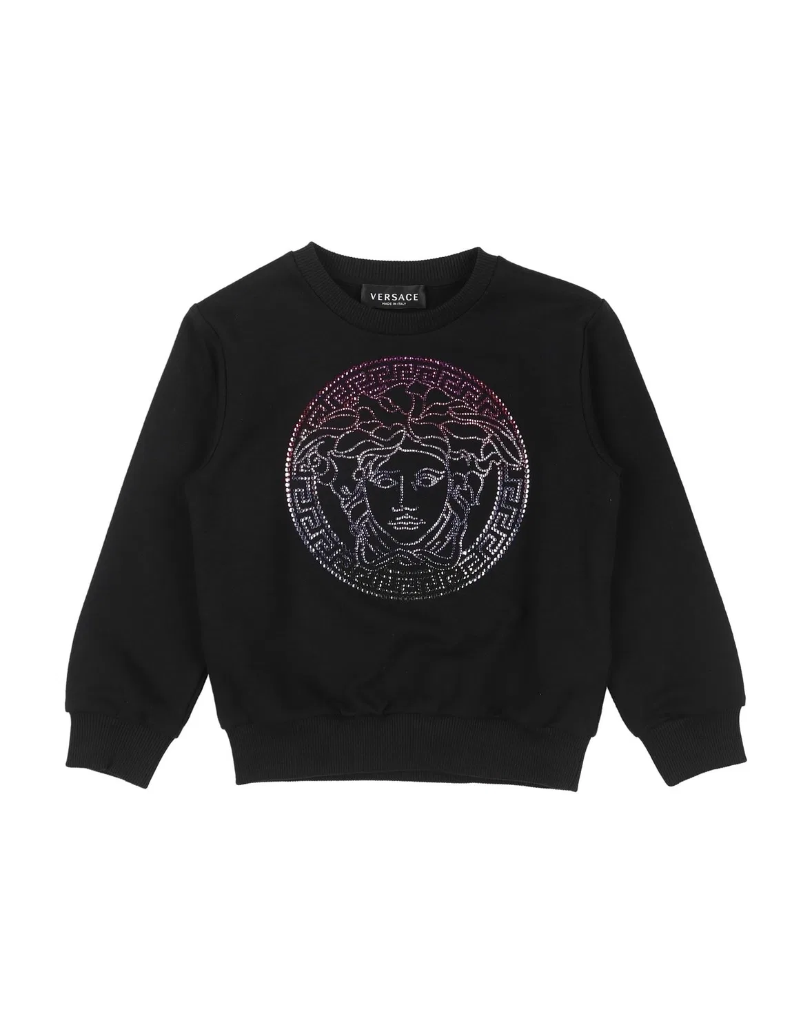 Детское худи для девочек с кристаллами Versace Young, черный