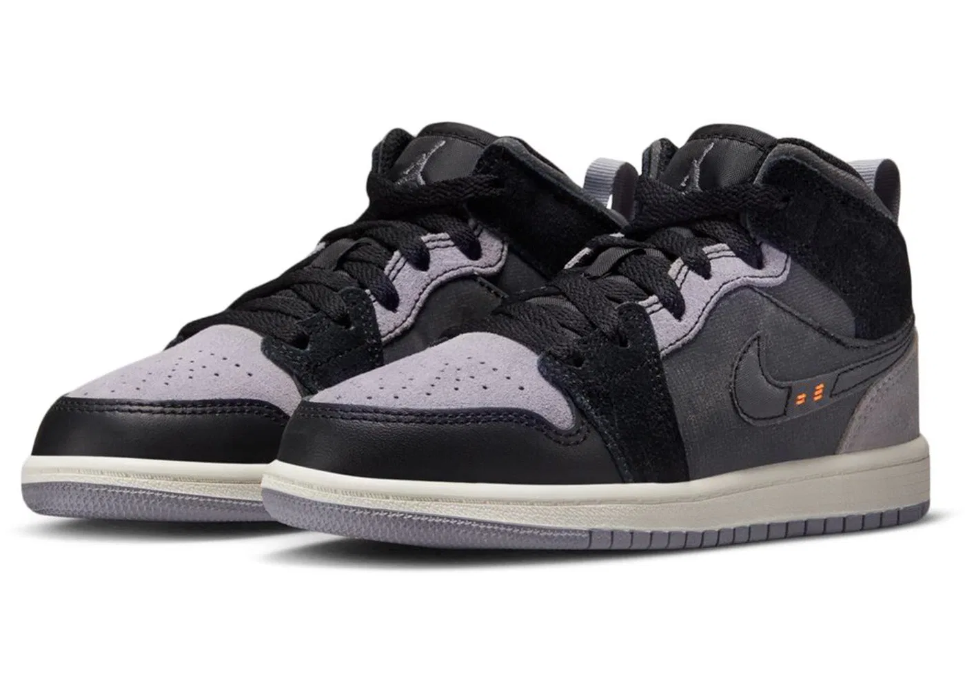 Детские кроссовки Lifestyle с длинным шнурком Jordan 1 Mid SE Craft Inside Out Black Jordan, Black/Cement Grey-Light Graphite-Sail — фото 2