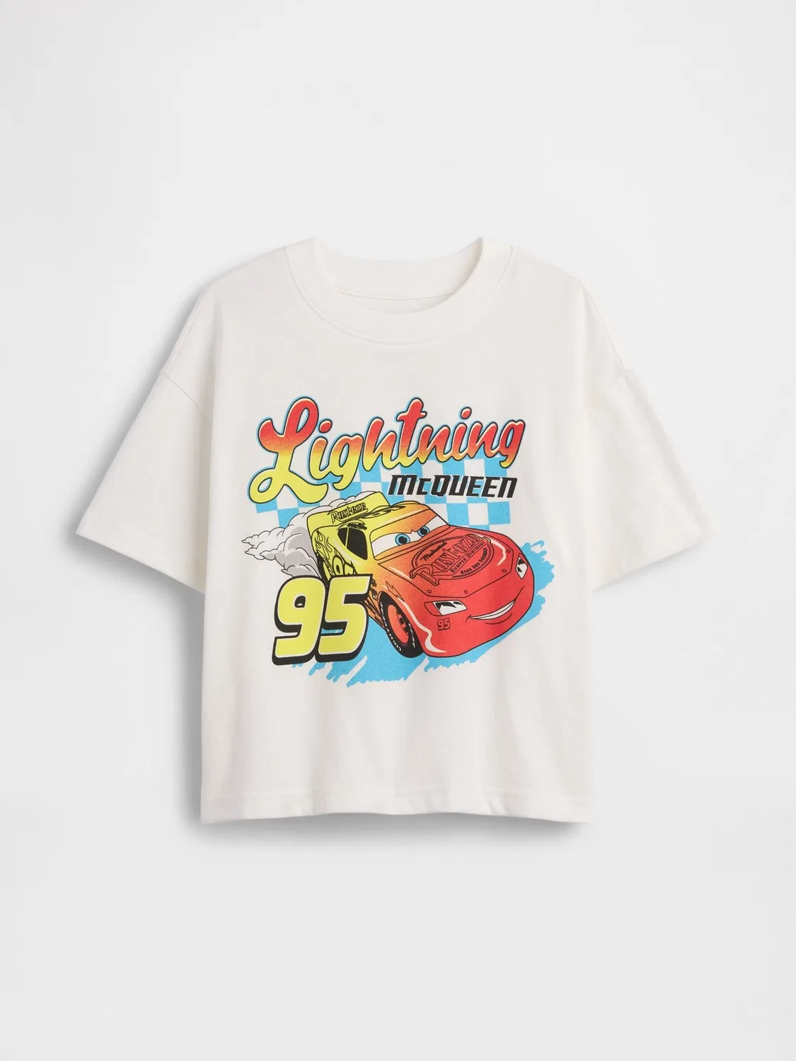 Футболка оверсайз с графическим принтом Lightning McQueen Gap, белый