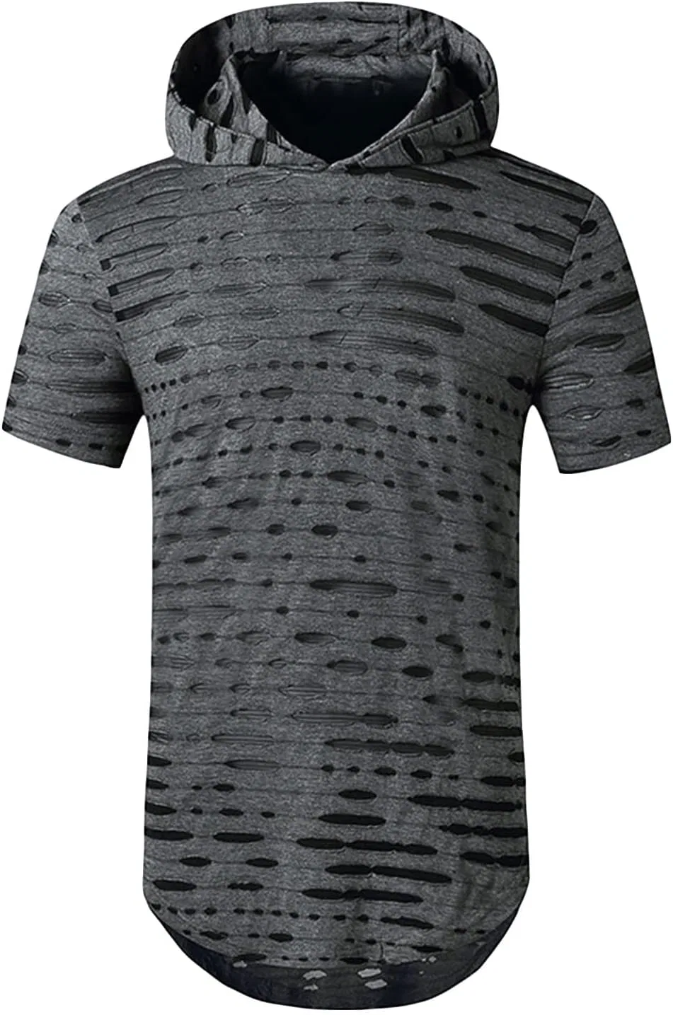 Мужская футболка с капюшоном и разрывами Generic, Dark Grey